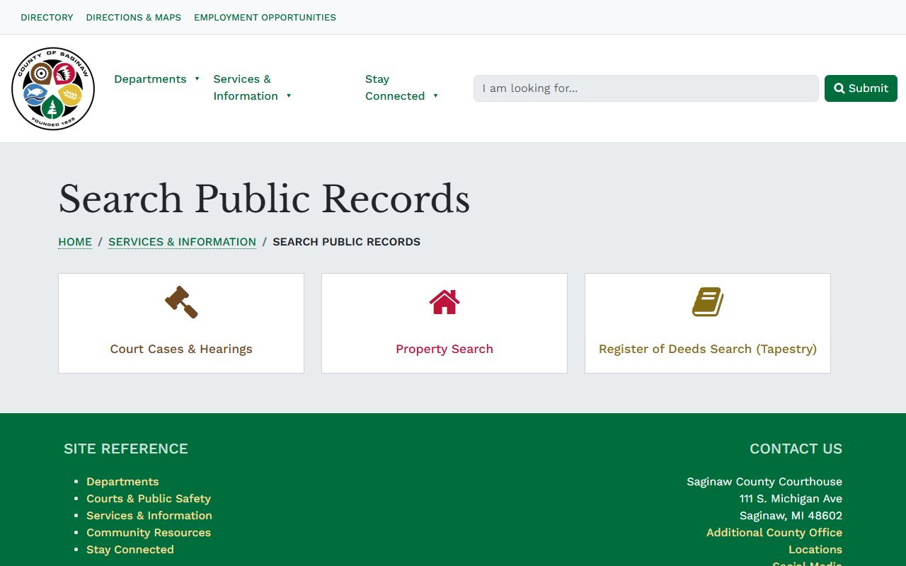 Saginaw County public records search hub for court records