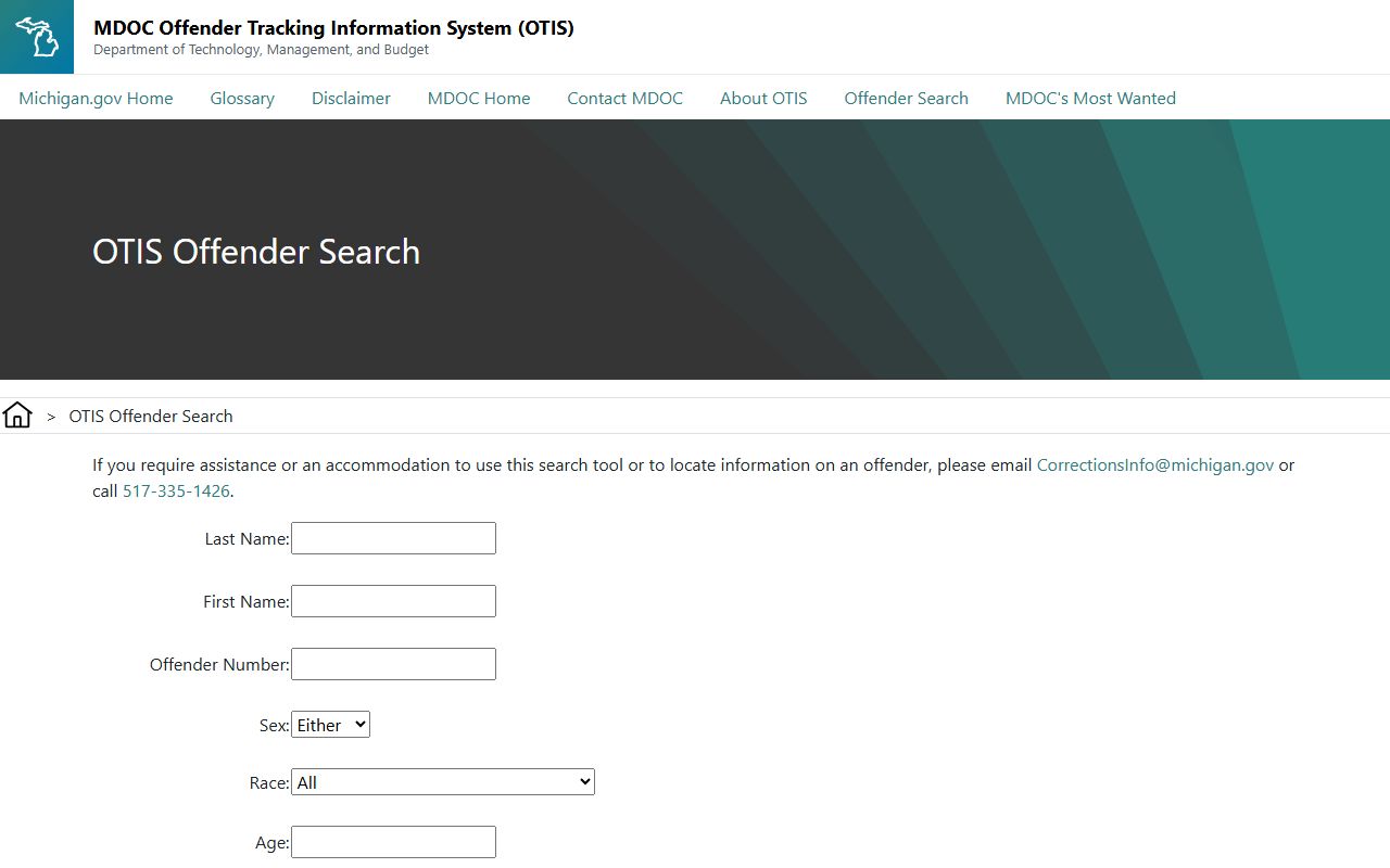 Michigan Department of Corrections OTIS inmate search for Saginaw County prisoners