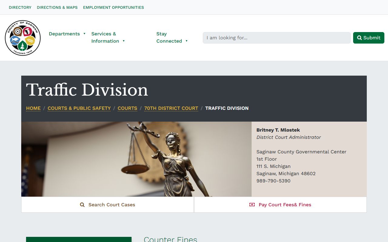 Saginaw County traffic court records Traffic Division page